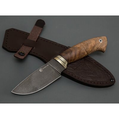 Нож Разделочный кованый, XB5, ореховый кап, мельхиор