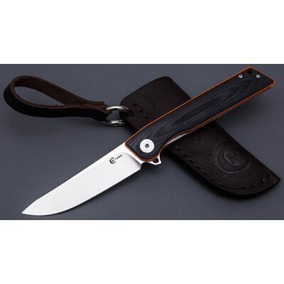 Нож Капрал (техно) кованый складной, сталь N690, рукоятка чёрно-оранжевая G10