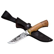 Нож Пластун кованый, сталь 65Х13, литьё, рукоять из ценных пород дерева