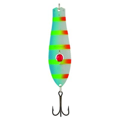 Блесна Kuusamo Professor 2 с камнем 90мм 26г цвет GR/FYe/FR/BLU/N-B