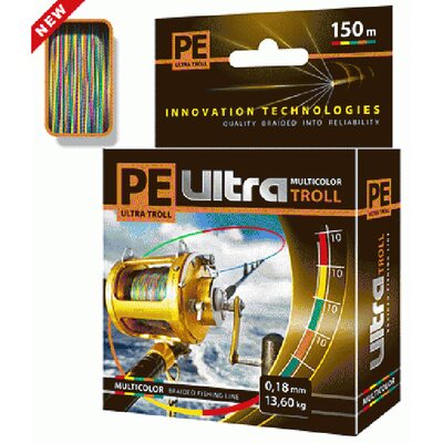 Шнур PE Ultra Troll Multicolor 150м 0.18мм 13.6кг