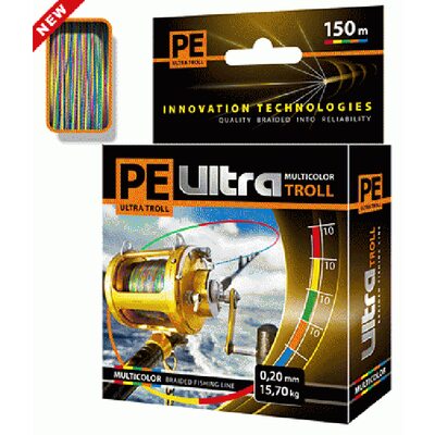 Шнур PE Ultra Troll Multicolor 150м 0.20мм 15.7кг
