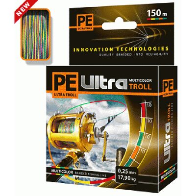 Шнур PE Ultra Troll Multicolor 150м 0.25мм 17.9кг