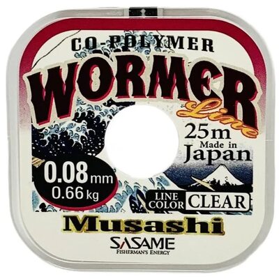 Леска Sasame Musashi Nylon Wormer 25м 0.08мм 0.66кг