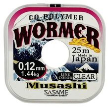 Леска Sasame Musashi Nylon Wormer 25м 0.12мм 1.44кг