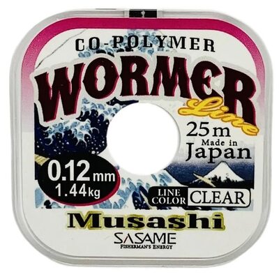 Леска Sasame Musashi Nylon Wormer 25м 0.12мм 1.44кг