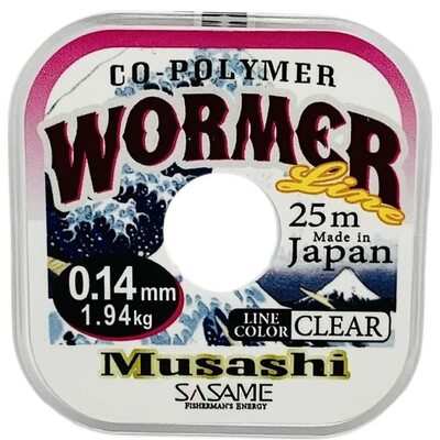 Леска Sasame Musashi Nylon Wormer 25м 0.14мм 1.94кг
