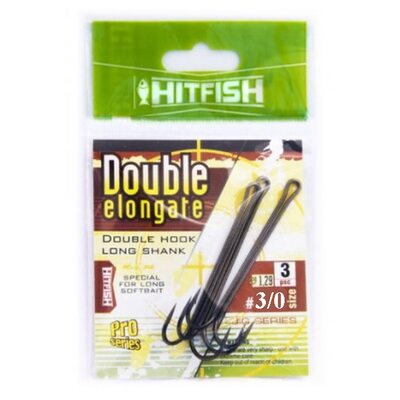Двойник HitFish Double Elongate hook with long shank #3/0 62мм (3 шт.)