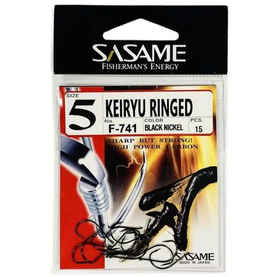Крючок SASAME F-741 Keiryu Ringed  #5 Black Nickel (15шт.)
