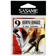 Крючок SASAME F-741 Keiryu Ringed  #9 Black Nickel (15шт.)