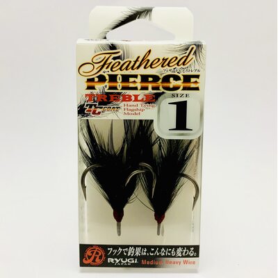 Тройники RYUGI HFP047 Feather Pierce Treble #1 Black (2шт.)