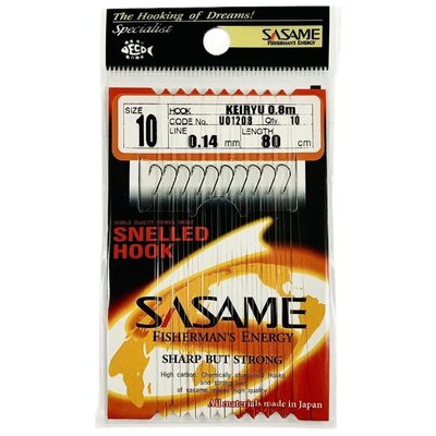 Крючок с поводком SASAME U01208 Keiryu #10 Black Nickel (10шт.)