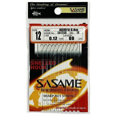 Крючок с поводком SASAME U01208 Keiryu #12 Black Nickel (10шт.)