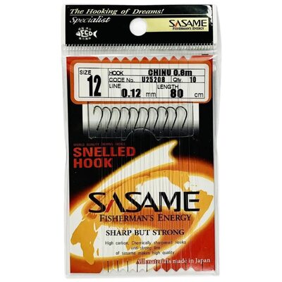 Крючок с поводком SASAME U25208 Chinu #12 Black Nickel (10шт.)