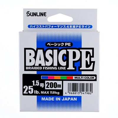 Шнур Sunlline Basic PEx4 multi color #1.5 (0.209мм) 11.0кг 200м