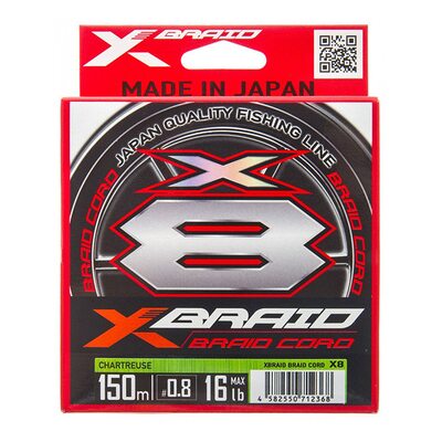 Шнур YGK X-Braid Braid Cord X8 chartreuse #0.8 (0.148мм) 7.2кг 150м