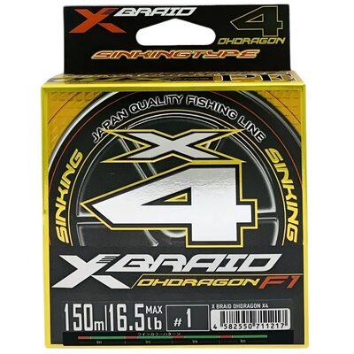 Шнур YGK X-Braid Ohdragon X4 тонущий #1.0 (0.165мм) 16.5Lb (7.5кг) 150м